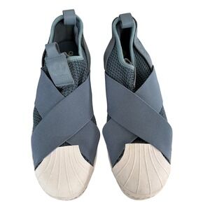 Adidas Superstar Slip On Women's Size 8.5 Blue Gray Elastic Criss Cross Sneakers